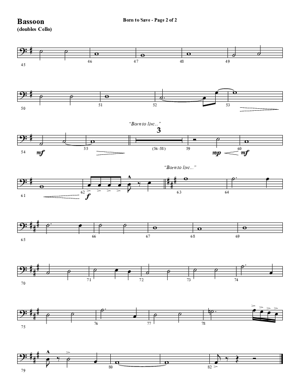 Born To Save (Choral Anthem SATB) Bassoon (Word Music Choral / Arr. Marty Hamby)