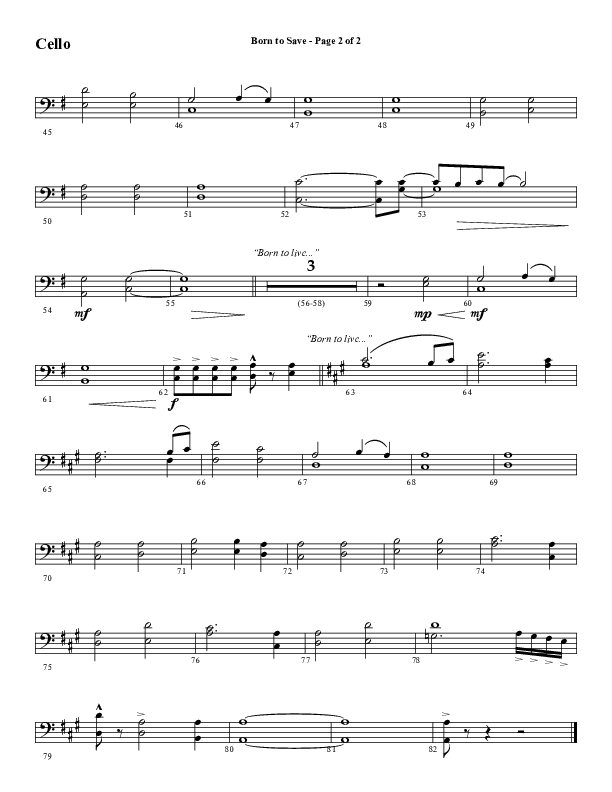Born To Save (Choral Anthem SATB) Cello (Word Music Choral / Arr. Marty Hamby)