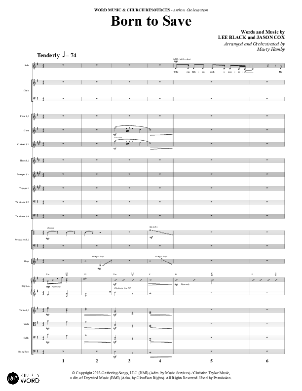 Born To Save (Choral Anthem SATB) Conductor's Score (Word Music Choral / Arr. Marty Hamby)