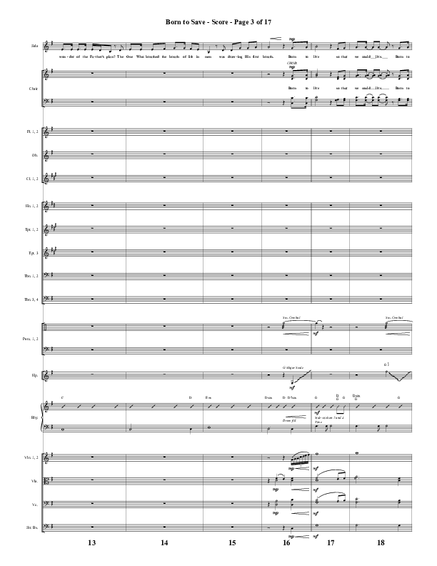 Born To Save (Choral Anthem SATB) Orchestration (Word Music Choral / Arr. Marty Hamby)
