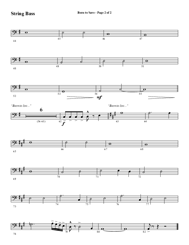 Born To Save (Choral Anthem SATB) Double Bass (Word Music Choral / Arr. Marty Hamby)