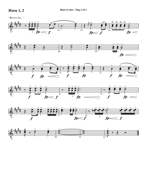 Born To Save (Choral Anthem SATB) French Horn 1/2 (Word Music Choral / Arr. Marty Hamby)