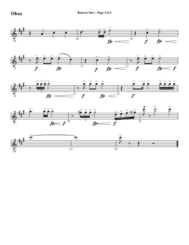 Born To Save (Choral Anthem SATB) Oboe (Word Music Choral / Arr. Marty Hamby)