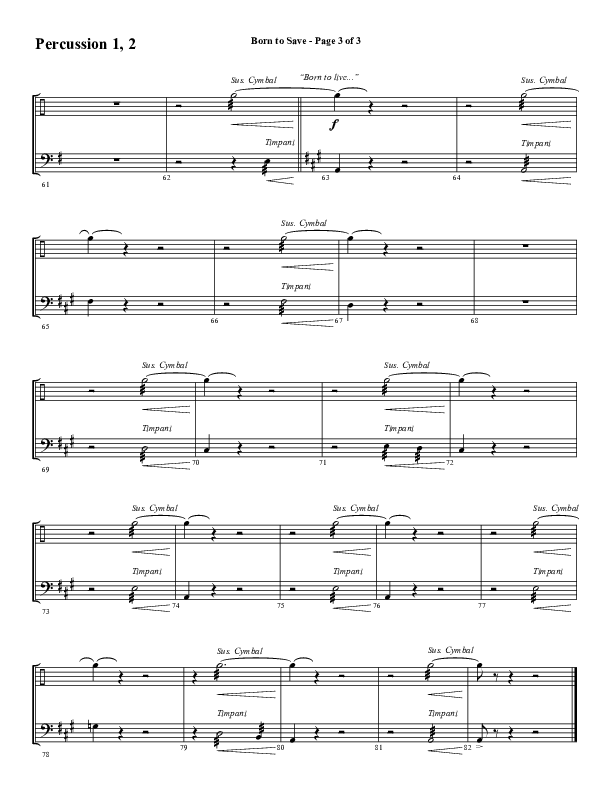 Born To Save (Choral Anthem SATB) Percussion 1/2 (Word Music Choral / Arr. Marty Hamby)