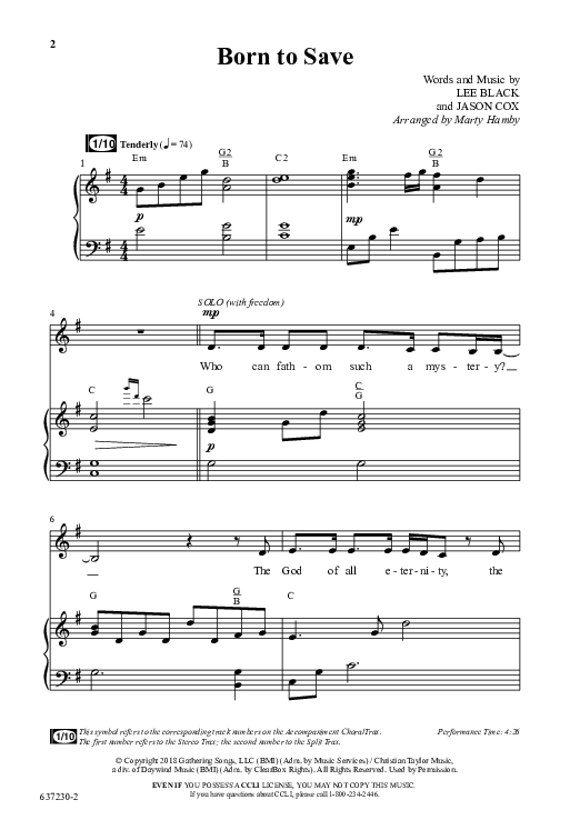Born To Save (Choral Anthem SATB) Anthem (SATB/Piano) (Word Music Choral / Arr. Marty Hamby)