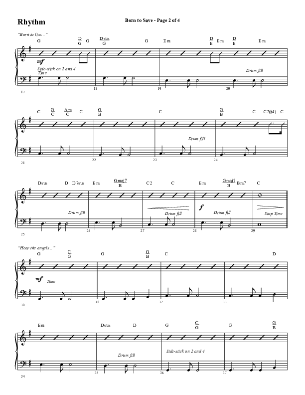 Born To Save (Choral Anthem SATB) Rhythm Chart (Word Music Choral / Arr. Marty Hamby)