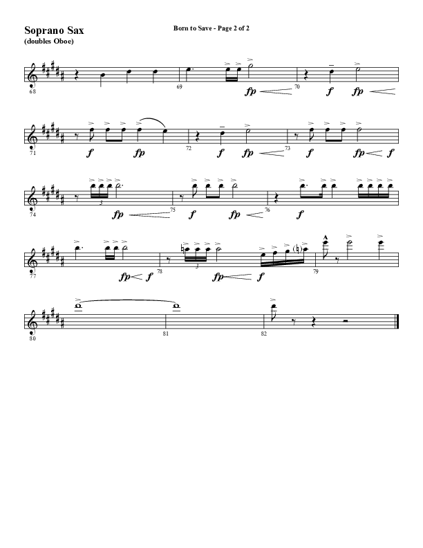 Born To Save (Choral Anthem SATB) Soprano Sax (Word Music Choral / Arr. Marty Hamby)