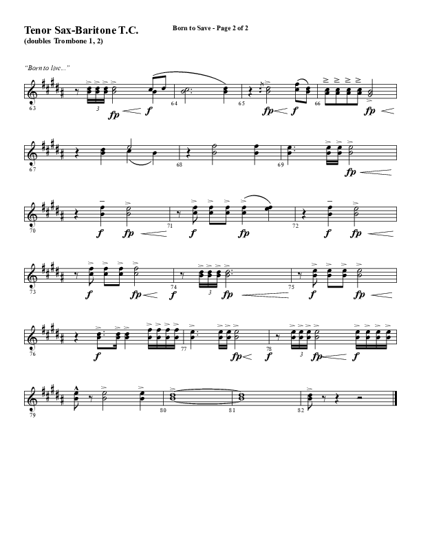 Born To Save (Choral Anthem SATB) Tenor Sax/Baritone T.C. (Word Music Choral / Arr. Marty Hamby)