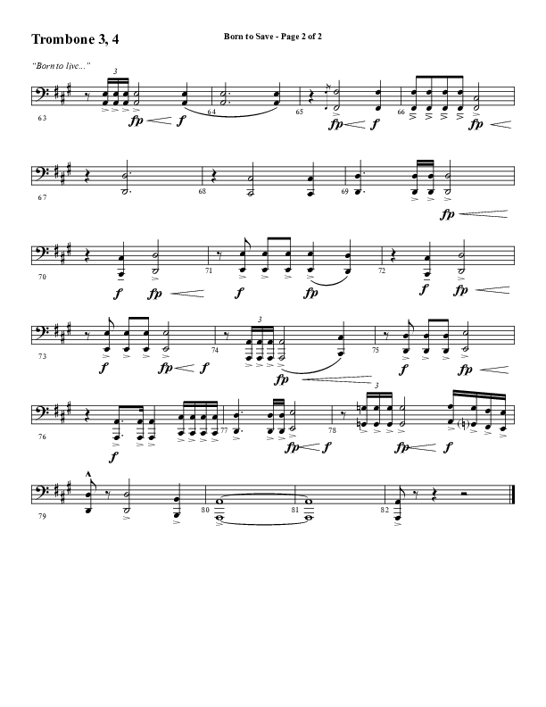 Born To Save (Choral Anthem SATB) Trombone 3/4 (Word Music Choral / Arr. Marty Hamby)