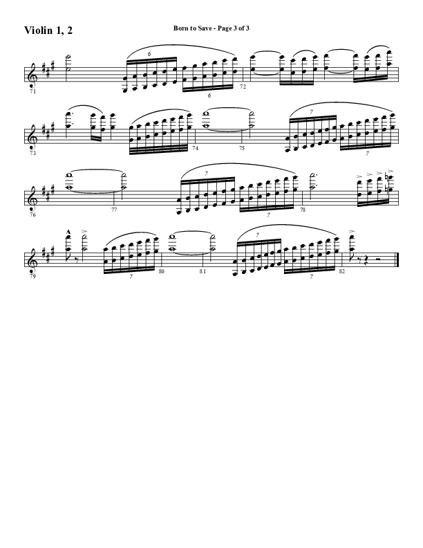 Born To Save (Choral Anthem SATB) Violin 1/2 (Word Music Choral / Arr. Marty Hamby)