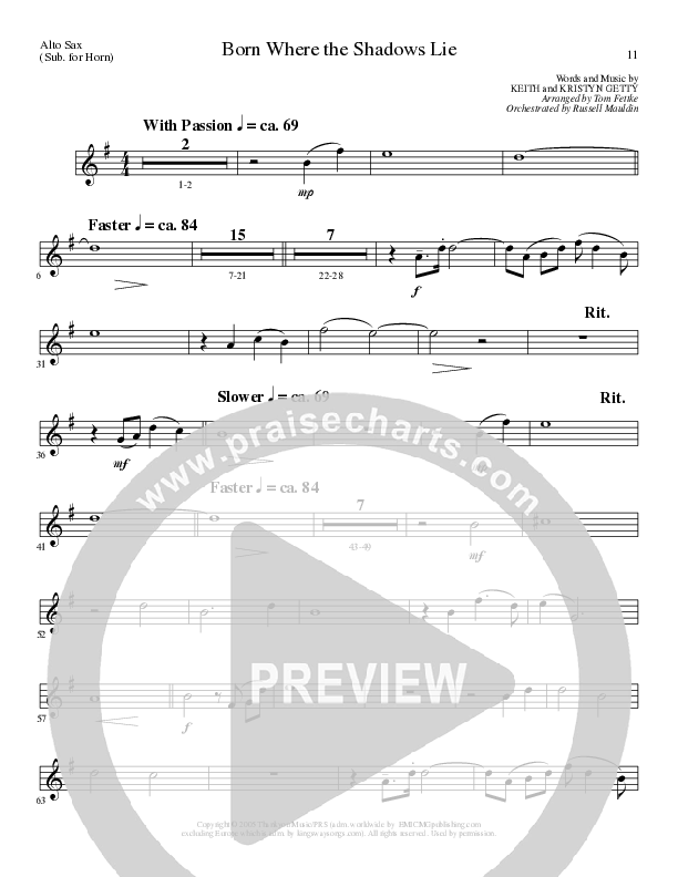 Born Where the Shadows Lie (Choral Anthem SATB) Alto Sax (Lillenas Choral / Arr. Tom Fettke / Orch. Russell Mauldin)
