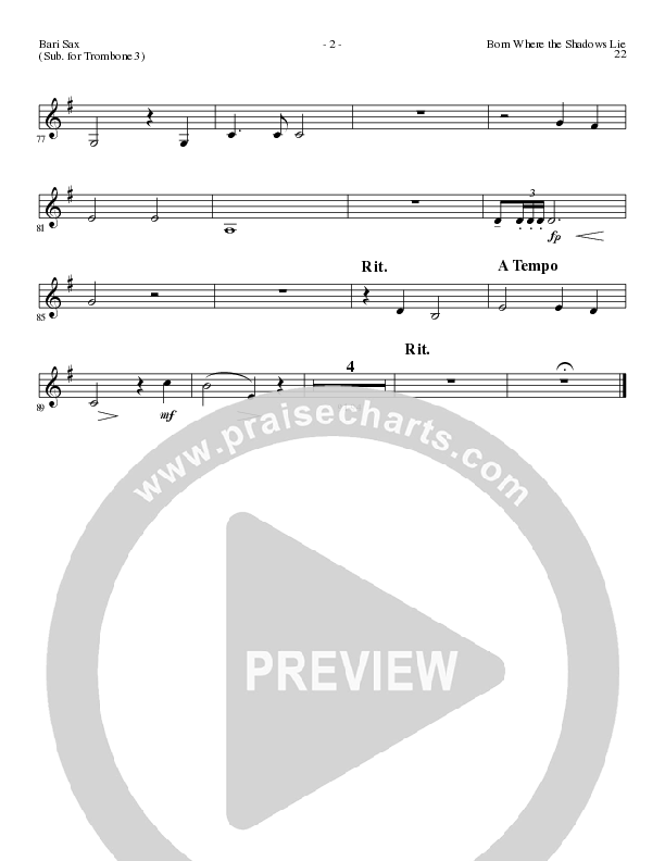 Born Where the Shadows Lie (Choral Anthem SATB) Bari Sax (Lillenas Choral / Arr. Tom Fettke / Orch. Russell Mauldin)