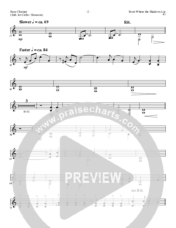 Born Where the Shadows Lie (Choral Anthem SATB) Bass Clarinet (Lillenas Choral / Arr. Tom Fettke / Orch. Russell Mauldin)