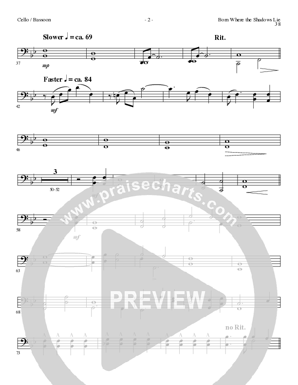Born Where the Shadows Lie (Choral Anthem SATB) Cello/Bass (Lillenas Choral / Arr. Tom Fettke / Orch. Russell Mauldin)