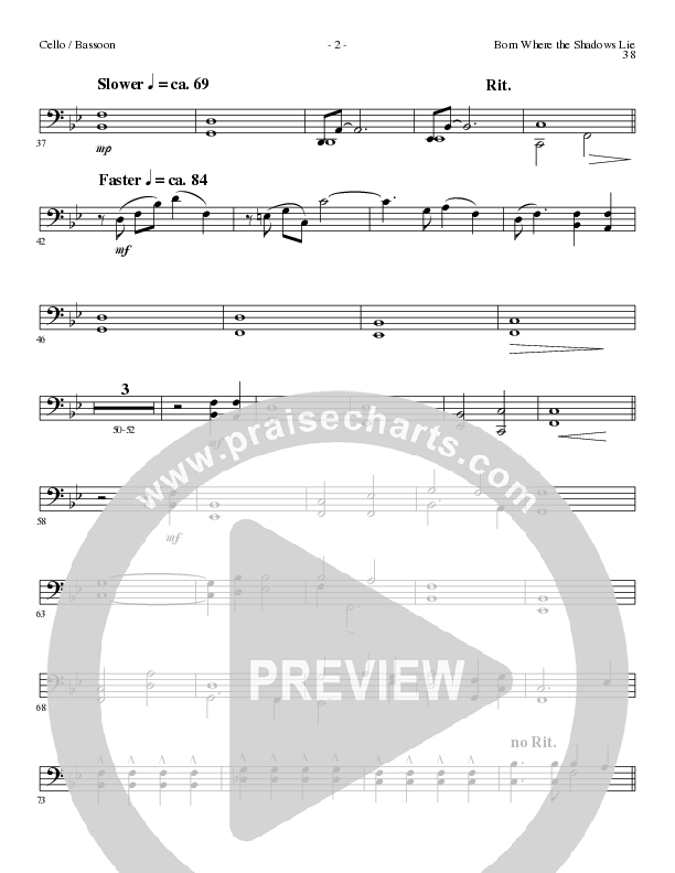 Born Where the Shadows Lie (Choral Anthem SATB) Cello/Bass (Lillenas Choral / Arr. Tom Fettke / Orch. Russell Mauldin)