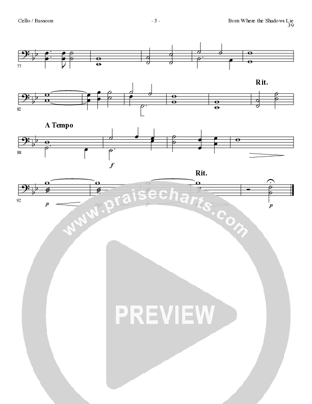 Born Where the Shadows Lie (Choral Anthem SATB) Cello/Bass (Lillenas Choral / Arr. Tom Fettke / Orch. Russell Mauldin)