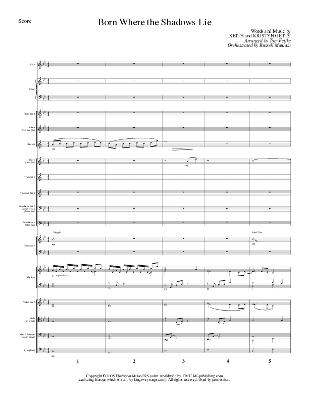Born Where the Shadows Lie (Choral Anthem SATB) Conductor's Score (Lillenas Choral / Arr. Tom Fettke / Orch. Russell Mauldin)