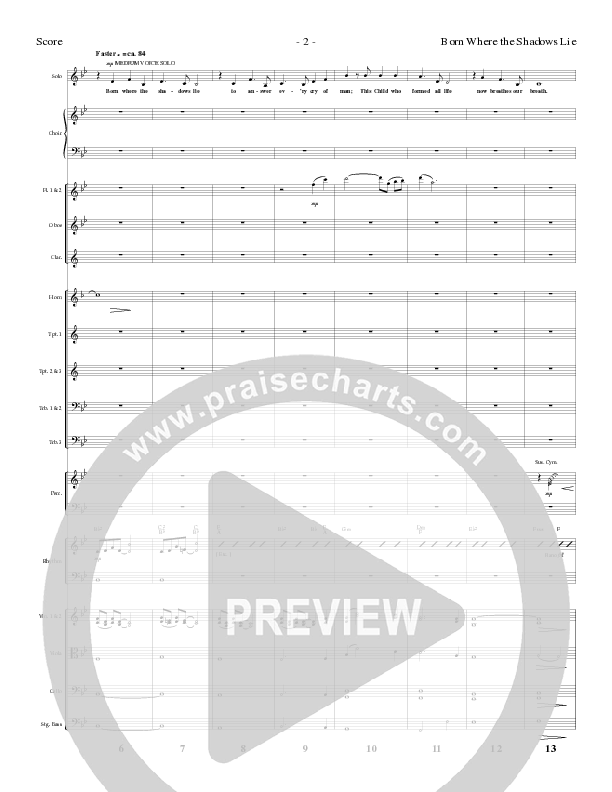 Born Where the Shadows Lie (Choral Anthem SATB) Orchestration (Lillenas Choral / Arr. Tom Fettke / Orch. Russell Mauldin)