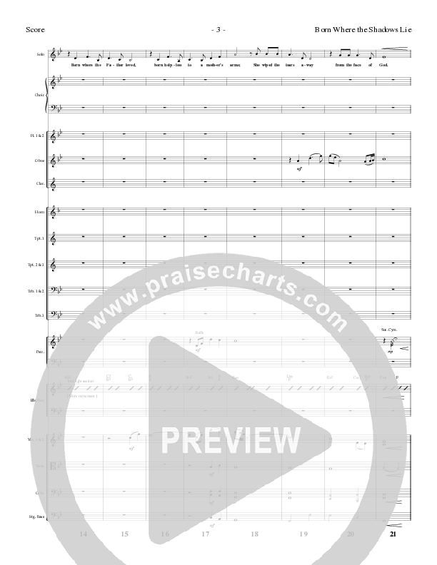 Born Where the Shadows Lie (Choral Anthem SATB) Orchestration (Lillenas Choral / Arr. Tom Fettke / Orch. Russell Mauldin)