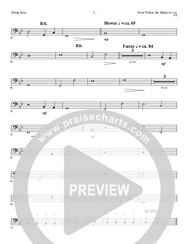 Born Where the Shadows Lie (Choral Anthem SATB) Double Bass (Lillenas Choral / Arr. Tom Fettke / Orch. Russell Mauldin)