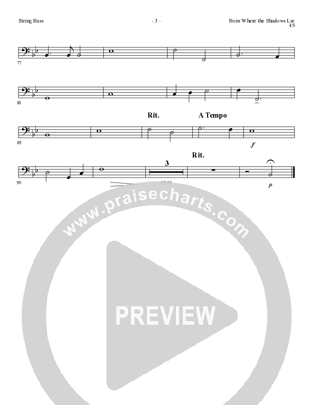 Born Where the Shadows Lie (Choral Anthem SATB) Double Bass (Lillenas Choral / Arr. Tom Fettke / Orch. Russell Mauldin)