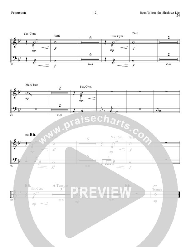 Born Where the Shadows Lie (Choral Anthem SATB) Percussion (Lillenas Choral / Arr. Tom Fettke / Orch. Russell Mauldin)