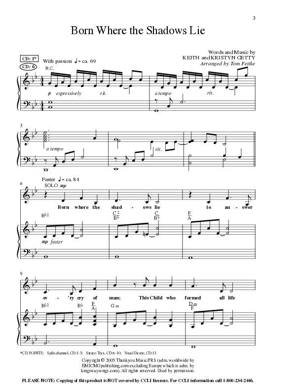 Born Where the Shadows Lie (Choral Anthem SATB) Anthem (SATB/Piano) (Lillenas Choral / Arr. Tom Fettke / Orch. Russell Mauldin)