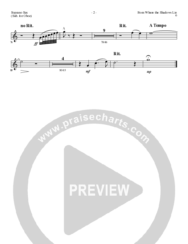 Born Where the Shadows Lie (Choral Anthem SATB) Soprano Sax (Lillenas Choral / Arr. Tom Fettke / Orch. Russell Mauldin)
