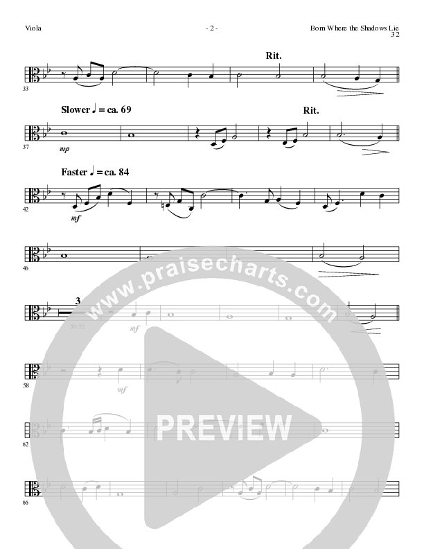 Born Where the Shadows Lie (Choral Anthem SATB) Viola (Lillenas Choral / Arr. Tom Fettke / Orch. Russell Mauldin)