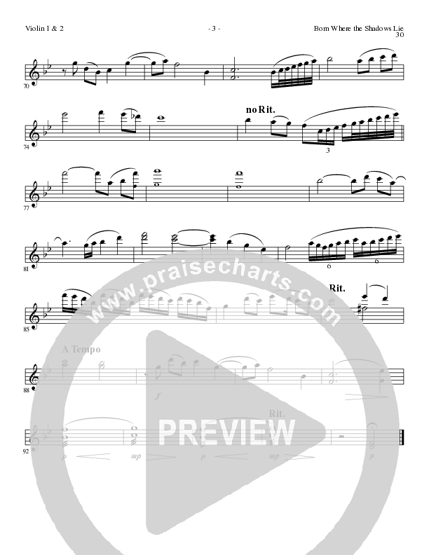 Born Where the Shadows Lie (Choral Anthem SATB) Violin 1/2 (Lillenas Choral / Arr. Tom Fettke / Orch. Russell Mauldin)