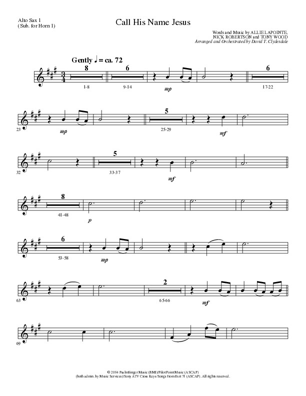 Call His Name Jesus (Choral Anthem SATB) Alto Sax (Word Music Choral / Arr. Cliff Duren)