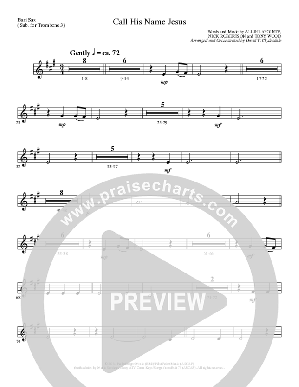 Call His Name Jesus (Choral Anthem SATB) Bari Sax (Word Music Choral / Arr. Cliff Duren)