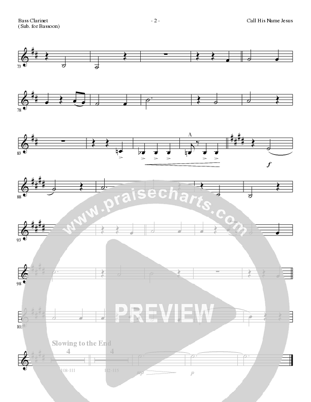 Call His Name Jesus (Choral Anthem SATB) Bass Clarinet (Word Music Choral / Arr. Cliff Duren)