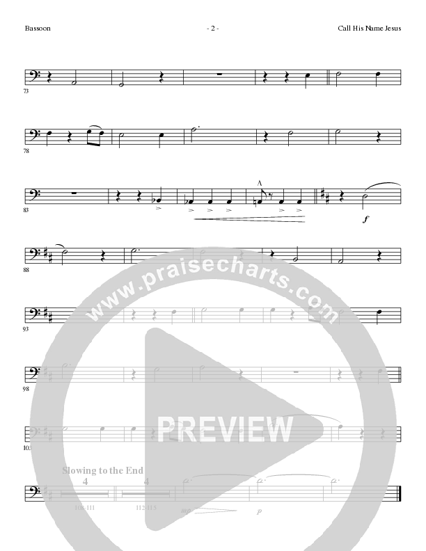 Call His Name Jesus (Choral Anthem SATB) Bassoon (Word Music Choral / Arr. Cliff Duren)