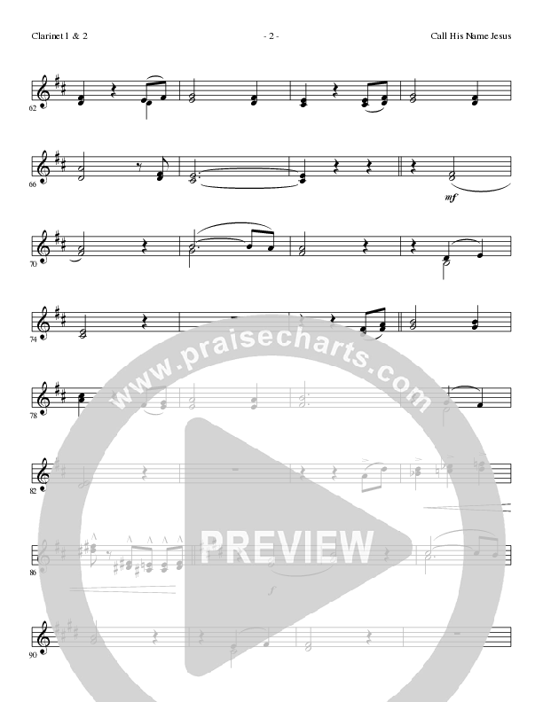 Call His Name Jesus (Choral Anthem SATB) Clarinet 1/2 (Word Music Choral / Arr. Cliff Duren)