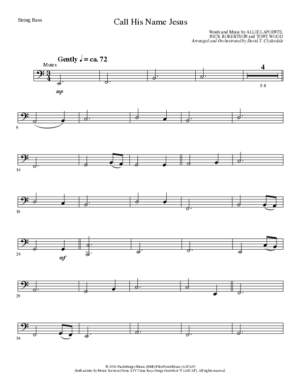 Call His Name Jesus (Choral Anthem SATB) Double Bass (Word Music Choral / Arr. Cliff Duren)