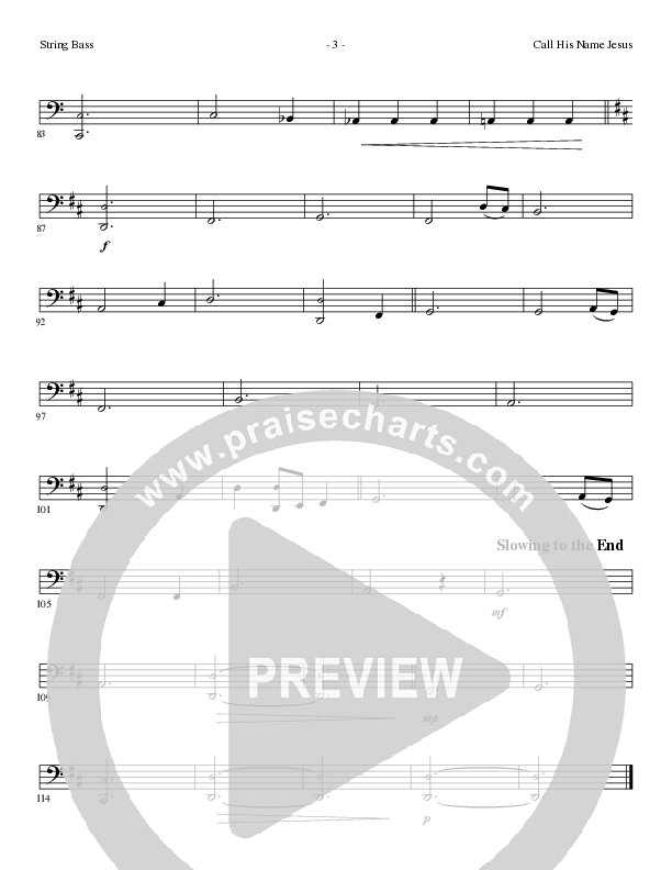 Call His Name Jesus (Choral Anthem SATB) Double Bass (Word Music Choral / Arr. Cliff Duren)