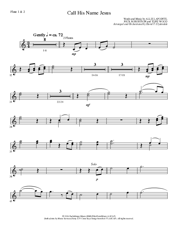 Call His Name Jesus (Choral Anthem SATB) Flute 1/2 (Word Music Choral / Arr. Cliff Duren)