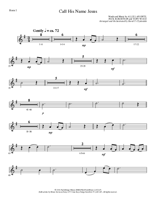 Call His Name Jesus (Choral Anthem SATB) French Horn (Word Music Choral / Arr. Cliff Duren)
