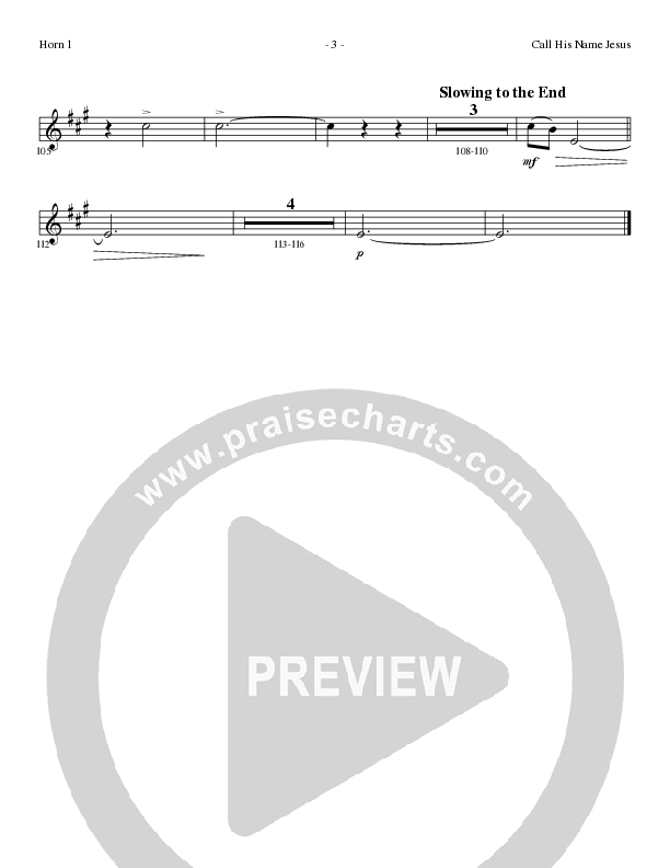 Call His Name Jesus (Choral Anthem SATB) French Horn (Word Music Choral / Arr. Cliff Duren)