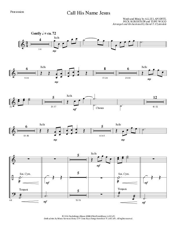 Call His Name Jesus (Choral Anthem SATB) Percussion (Word Music Choral / Arr. Cliff Duren)