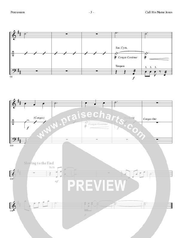 Call His Name Jesus (Choral Anthem SATB) Percussion (Word Music Choral / Arr. Cliff Duren)
