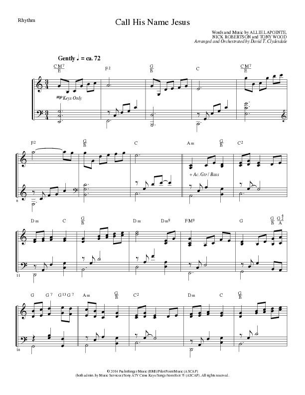 Call His Name Jesus (Choral Anthem SATB) Rhythm Chart (Word Music Choral / Arr. Cliff Duren)