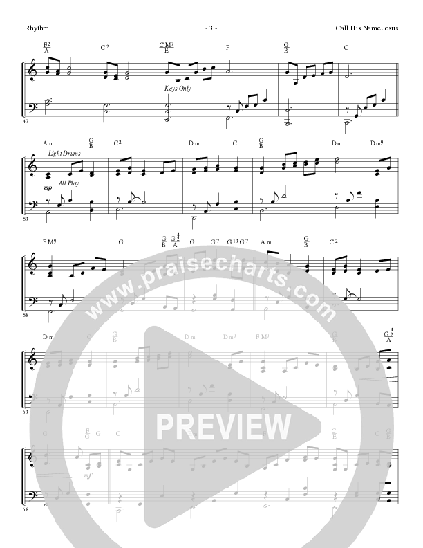 Call His Name Jesus (Choral Anthem SATB) Rhythm Chart (Word Music Choral / Arr. Cliff Duren)