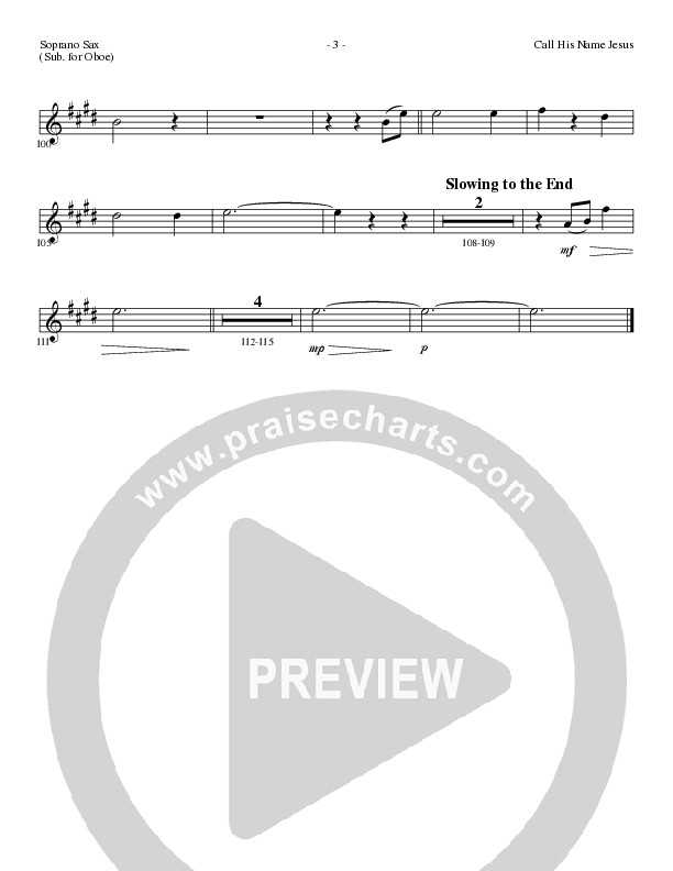 Call His Name Jesus (Choral Anthem SATB) Soprano Sax (Word Music Choral / Arr. Cliff Duren)