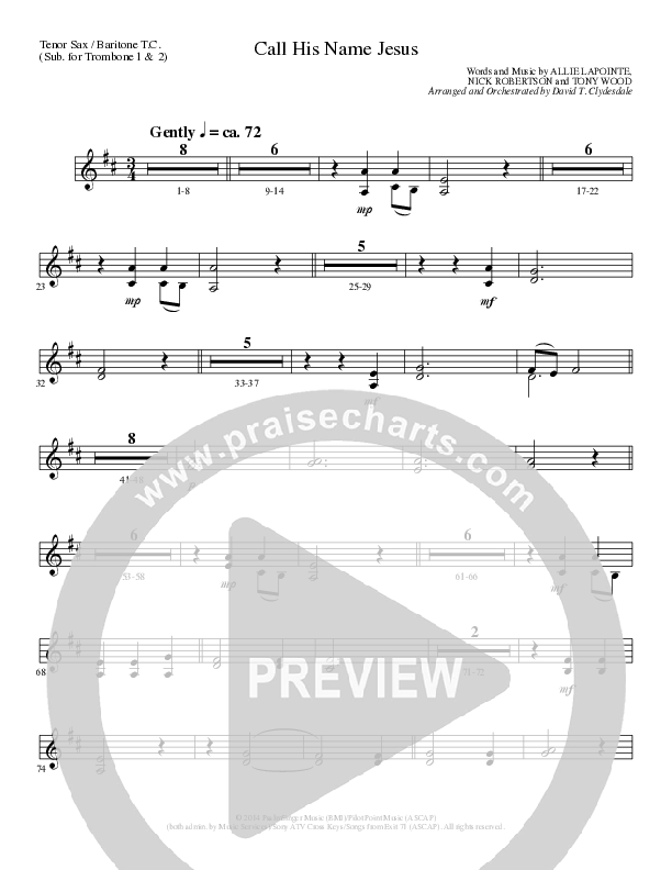 Call His Name Jesus (Choral Anthem SATB) Tenor Sax/Baritone T.C. (Word Music Choral / Arr. Cliff Duren)