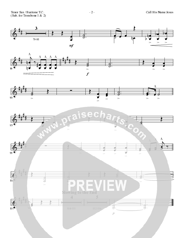 Call His Name Jesus (Choral Anthem SATB) Tenor Sax/Baritone T.C. (Word Music Choral / Arr. Cliff Duren)