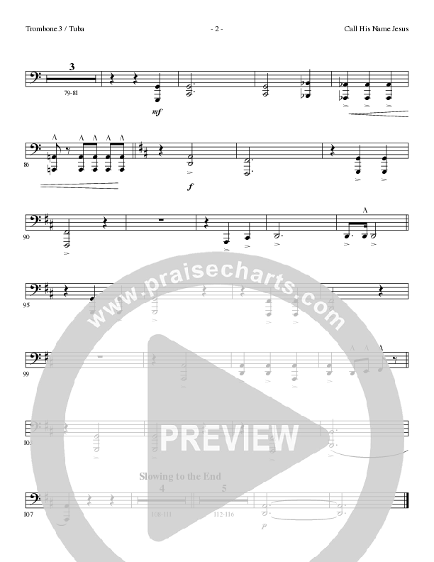 Call His Name Jesus (Choral Anthem SATB) Trombone 3/Tuba (Word Music Choral / Arr. Cliff Duren)