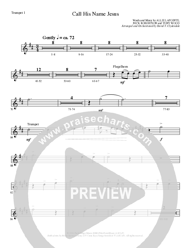 Call His Name Jesus (Choral Anthem SATB) Trumpet 1 (Word Music Choral / Arr. Cliff Duren)