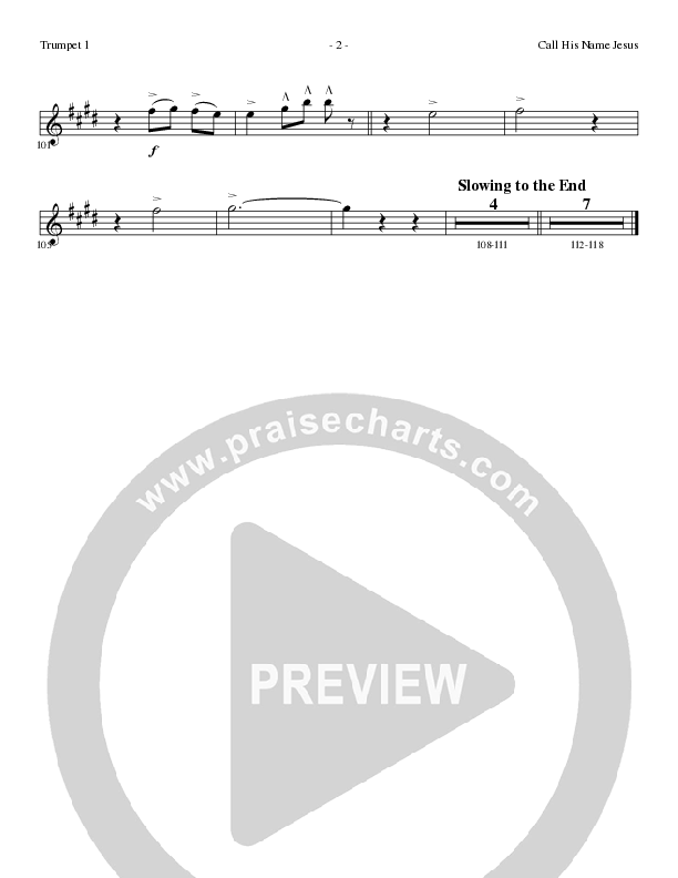 Call His Name Jesus (Choral Anthem SATB) Trumpet 1 (Word Music Choral / Arr. Cliff Duren)